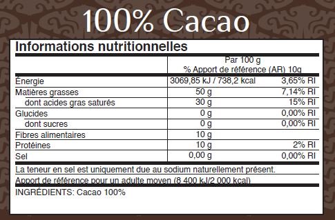 Pâte de cacao 100% en morceaux